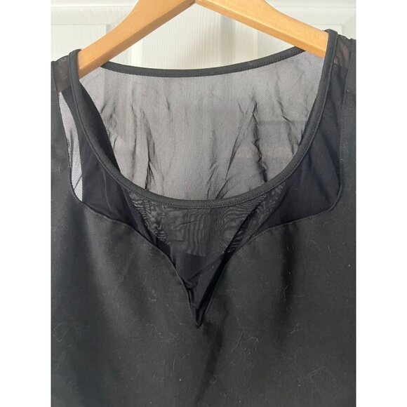 Shein Black Mesh Insert Cropped Tank Top Size L | Y2K Grunge Goth Streetwear Clu - Picture 2 of 4